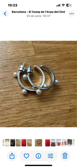 Aros Majorica acero con perlas.