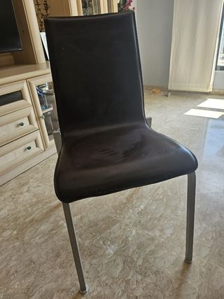6 Sillas Comedor Marrón Piel Sintética