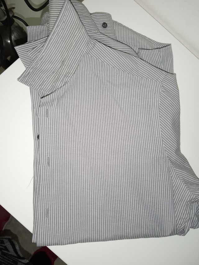 Camicia Uomo Grigio-Bianco Rigata