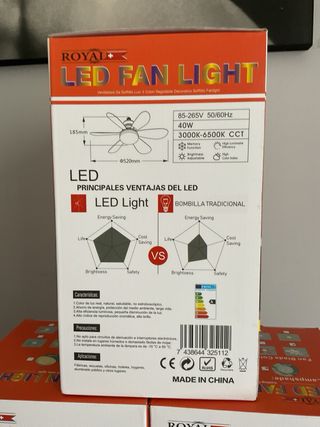 1 Ventilatore LED Royal 40W Bianco 52 cm