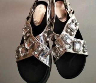 Sandali gioiello argento zeppa cm 7 