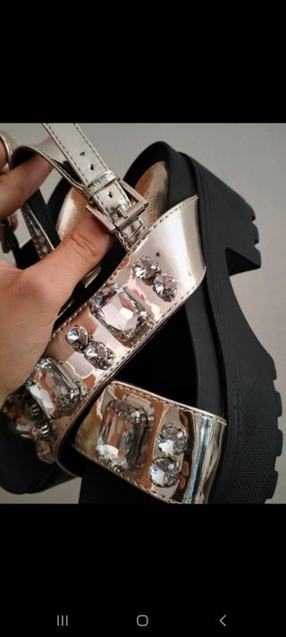 Sandali gioiello argento zeppa cm 7 