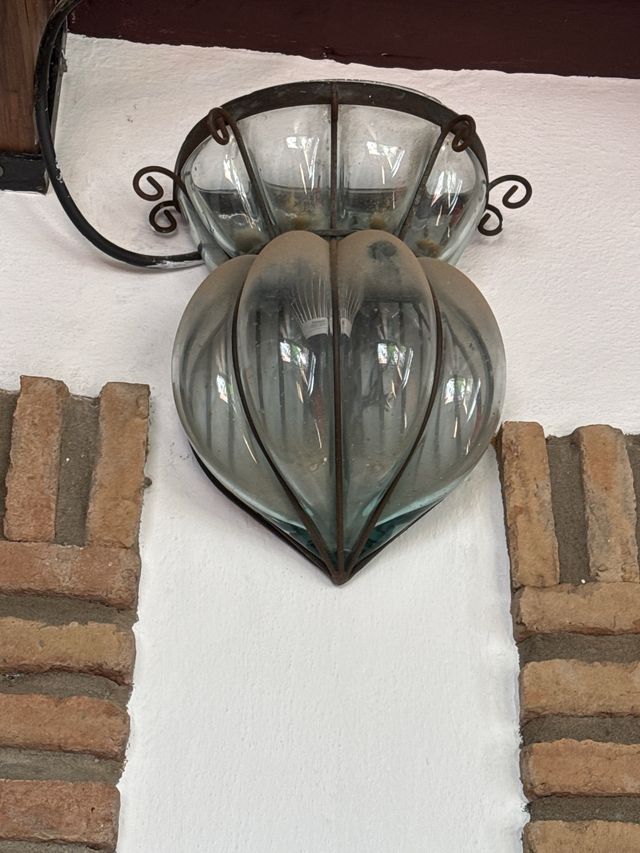 Lámpara forja y cristal vintage