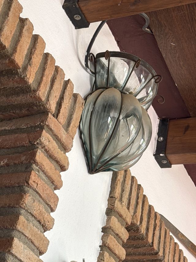 Lámpara forja y cristal vintage