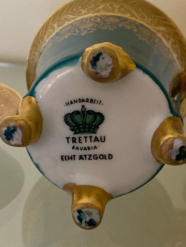 Juego de café porcelana dorado-verde