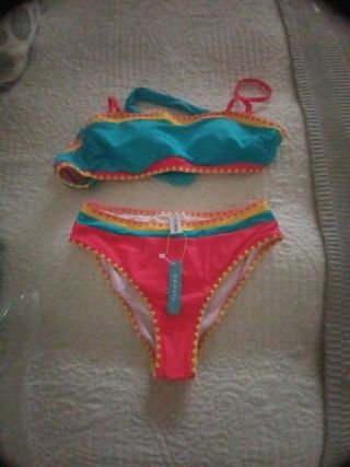 Bikini rojo y turquesa nuevo Marca POPVIL