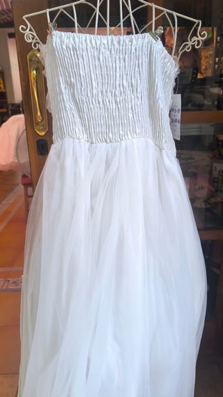 Vestido novia blanco palabra de honor