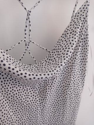 Vestido Zara blanco estampado lunares