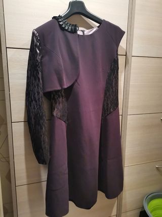 Vestito elegante viola e nero, foterata