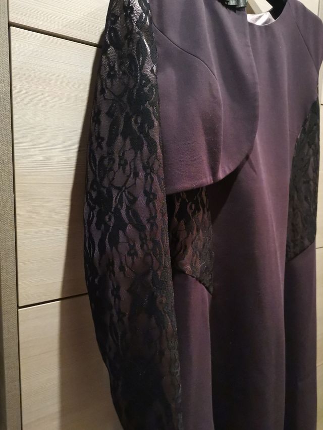 Vestito elegante viola e nero, foterata