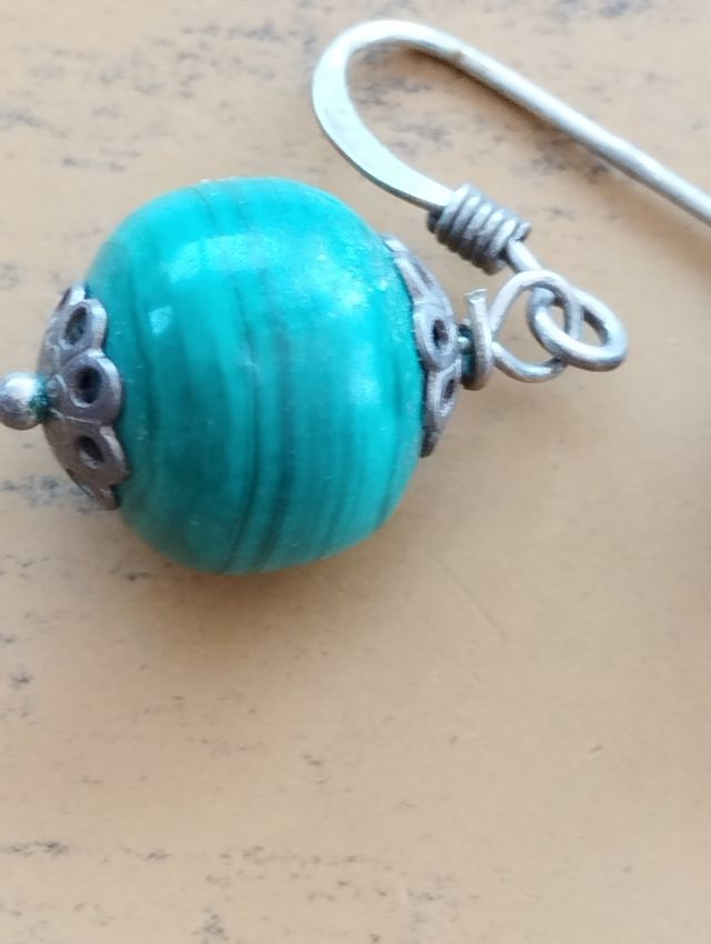 Pendientes malaquita plata