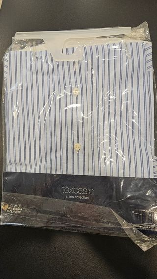 Camisa Texbasic caballero L - Azul/Blanca