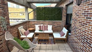 Conjunto jardín madera - sofa jardin+ mesa