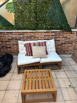 Conjunto jardín madera - sofa jardin+ mesa