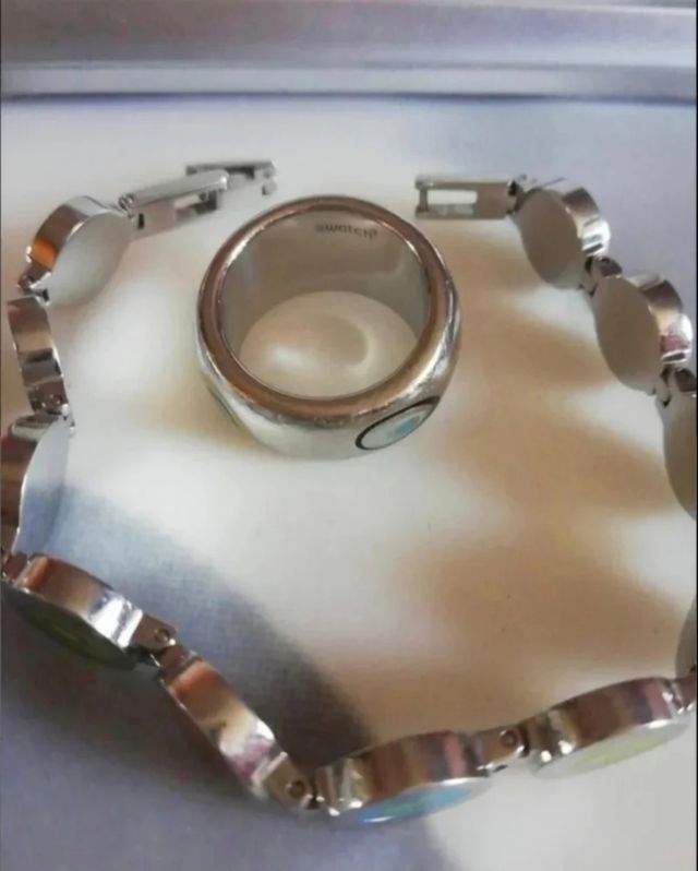  Pulsera y anillo multicolor "Swatch"