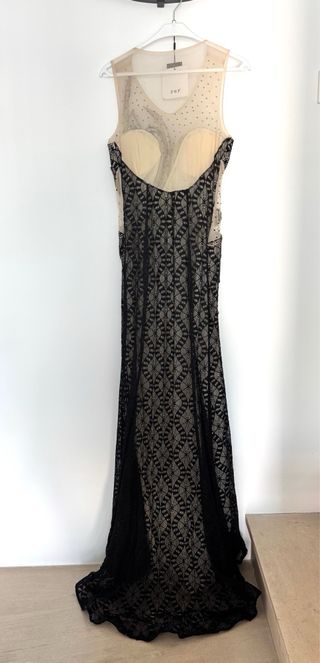 Vestido Fiesta Negro/Beige Encaje