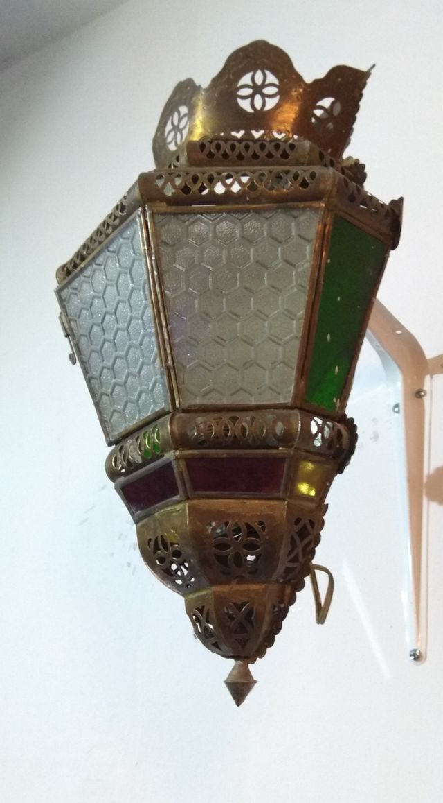 Farol antiguo de pared - dorado y verde