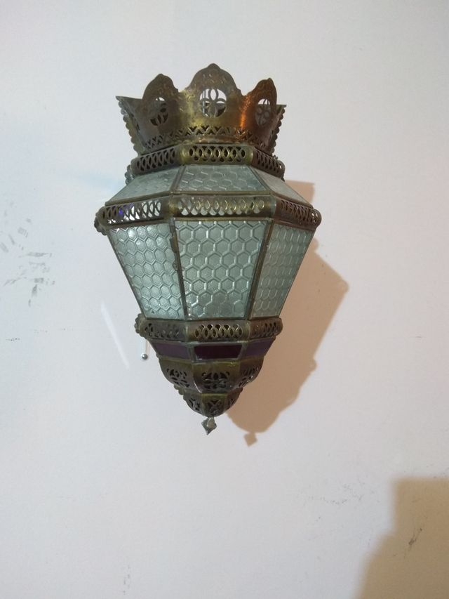 Farol antiguo de pared - dorado y verde