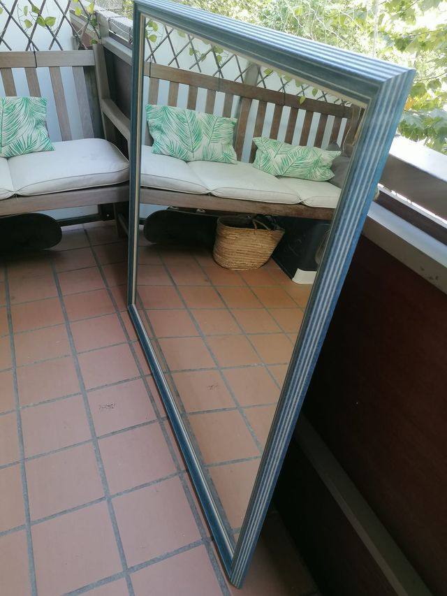 Espejo madera azul 115x110cm