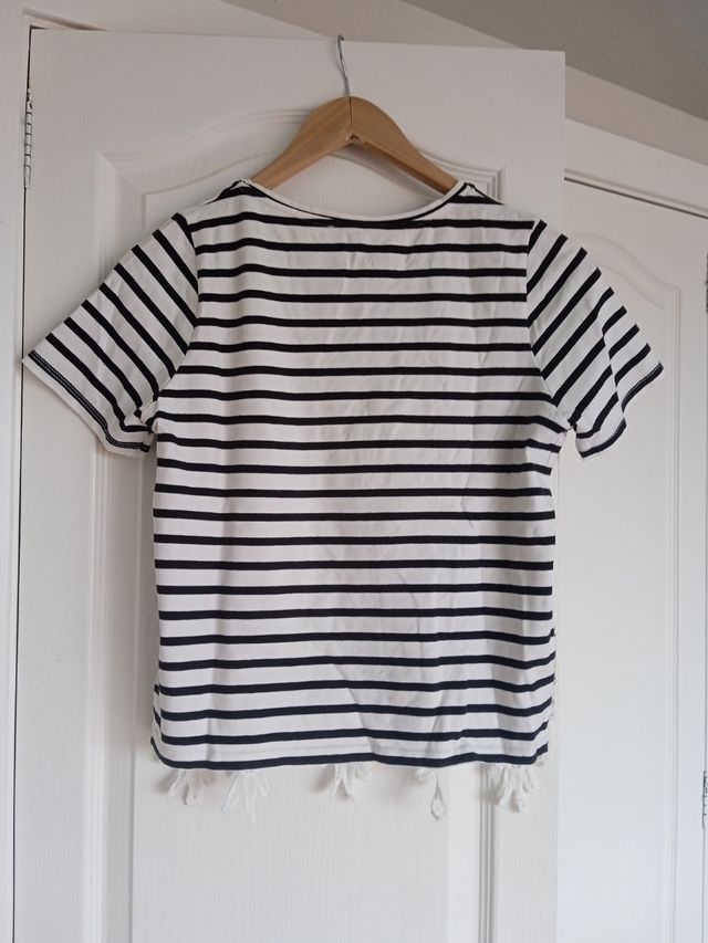 Top rayado blanco&negro con encaje