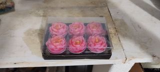 6 Candele Rosa a forma di fiore