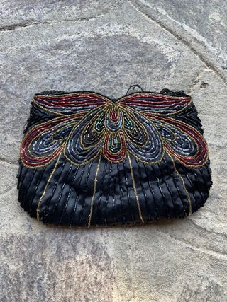 Borsetta vintage nera con perline