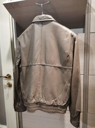 Giacca pelle beige uomo