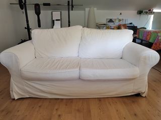Sofá blanco de tela