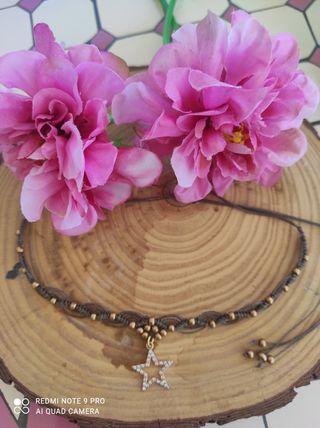 Choker in Macramè marrone e oro