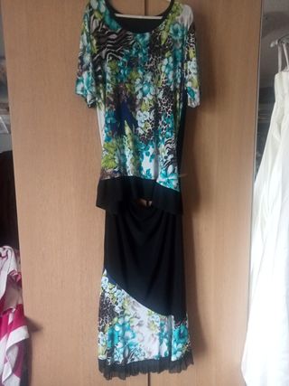 Vestido 2 piezas flores talla XL