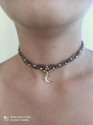 Choker in Macramè marrone e oro