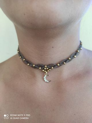 Choker in Macramè marrone e oro