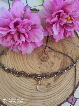 Choker in Macramè marrone e oro