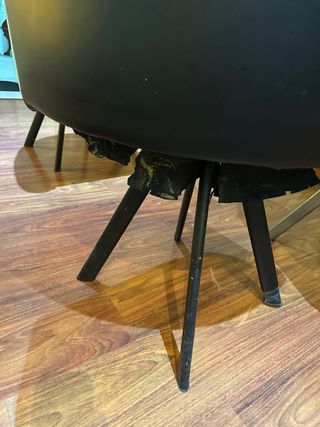 4 Sillas Mid Century Piel Negra