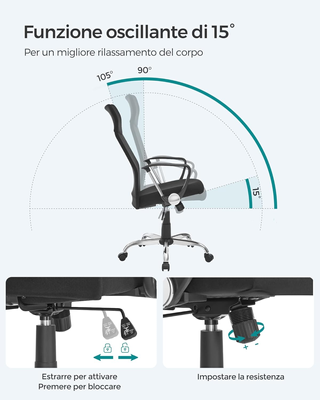 Sedia da Ufficio, Sedia da Scrivania Ergonomica, G