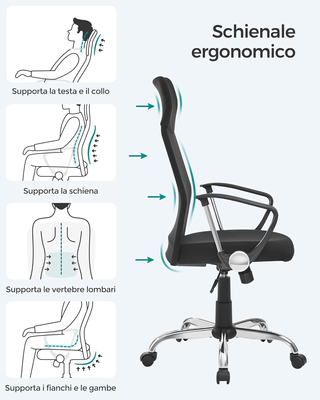 Sedia da Ufficio, Sedia da Scrivania Ergonomica, G