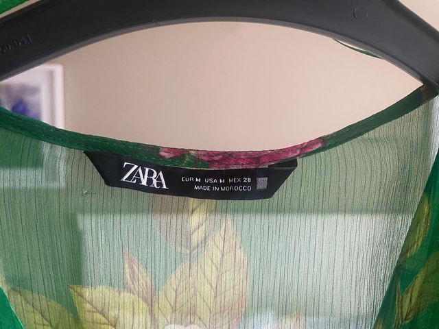 Vestido Zara flores verde