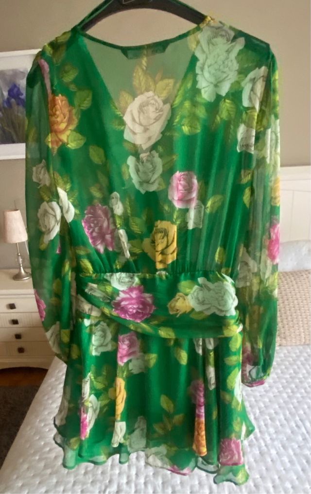 Vestido Zara flores verde
