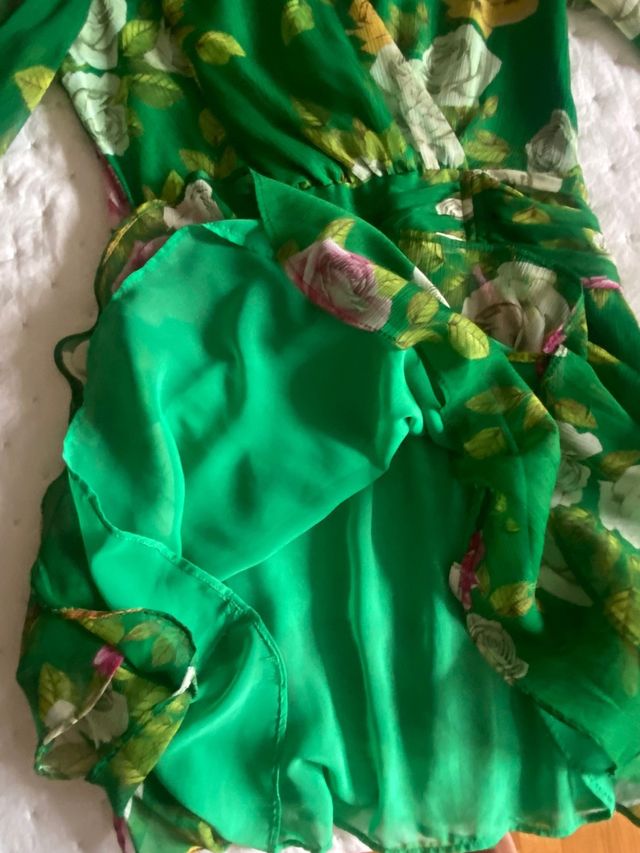 Vestido Zara flores verde