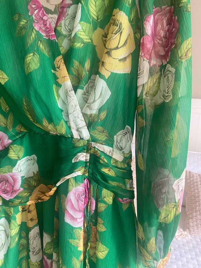 Vestido Zara flores verde