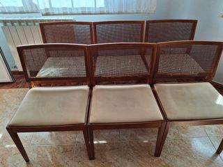 6 Sillas Comedor Madera mimbre 