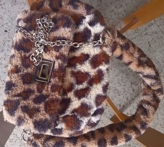 Bolso marrón leopardo peluche