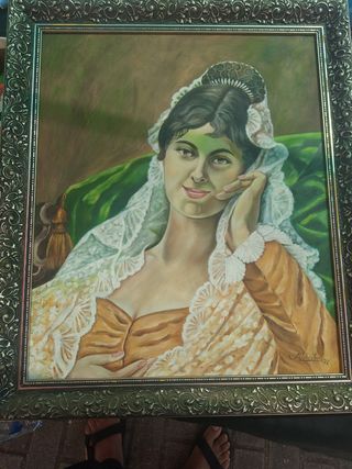 Cuadro vintage pintado a mano y firmado
