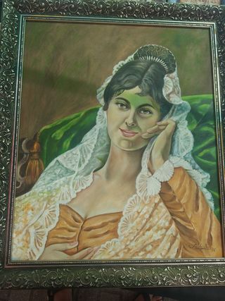 Cuadro vintage pintado a mano y firmado