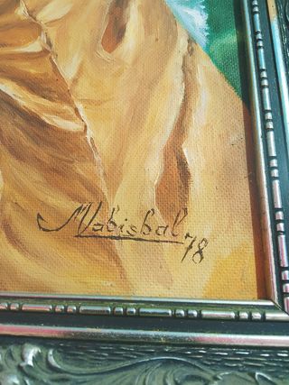 Cuadro vintage pintado a mano y firmado