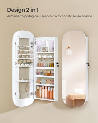 Armadietto Portagioie da Parete, Specchiera Portag