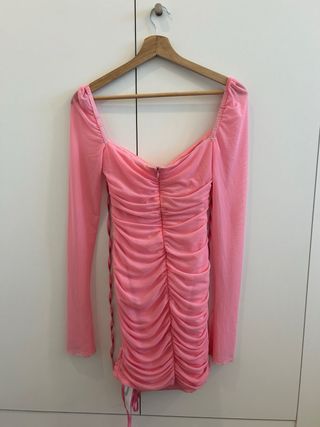Vestido rosa cut-out manga larga talla XS-S