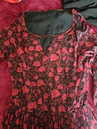 Vestido Flores Rojo-Negro