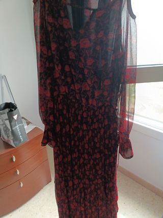 Vestido Flores Rojo-Negro