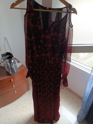 Vestido Flores Rojo-Negro